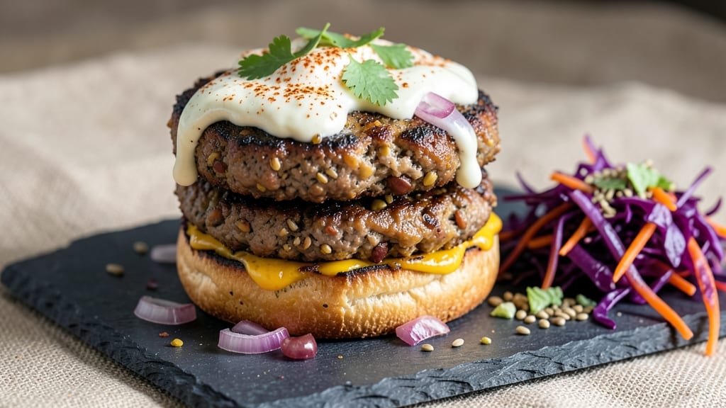 Indian Bean Burger Recipe: Spiced Lentil Patties With Charred Tortilla Crunch