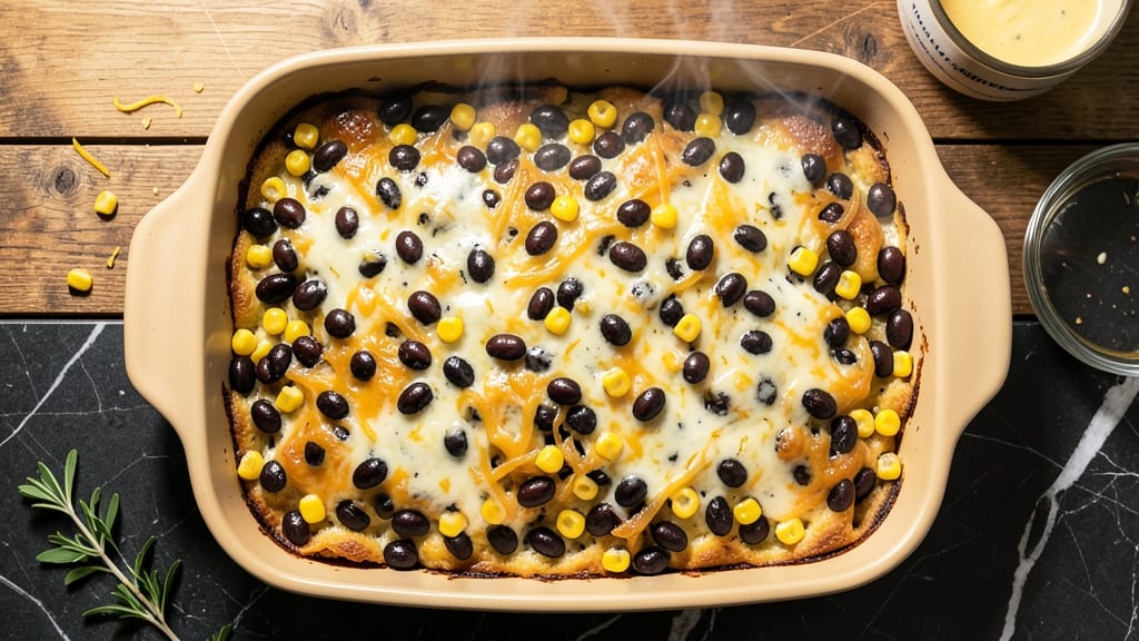 Bean and Corn Casserole Recipe: Crispy Top, Creamy Cheese Core