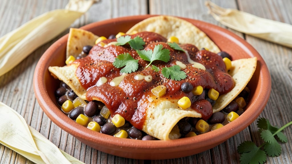 Black Bean and Corn Enchiladas Recipe: Smoky Tortilla Crunch Over Creamy Cumin Filling