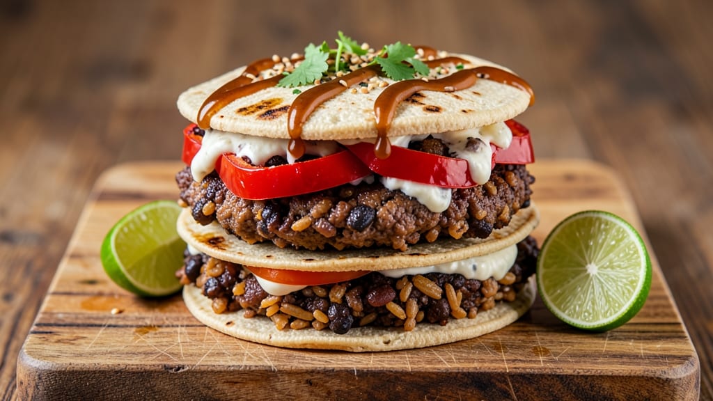 Black Bean and Brown Rice Burger Recipe: Spiced Tortilla-Crusted Protein Power