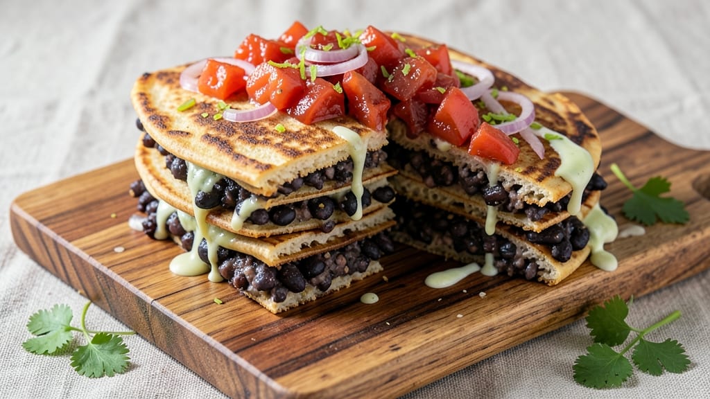 Black Bean Torta Recipe: Crunchy Tortilla Layers Over Spiced Bean Filling