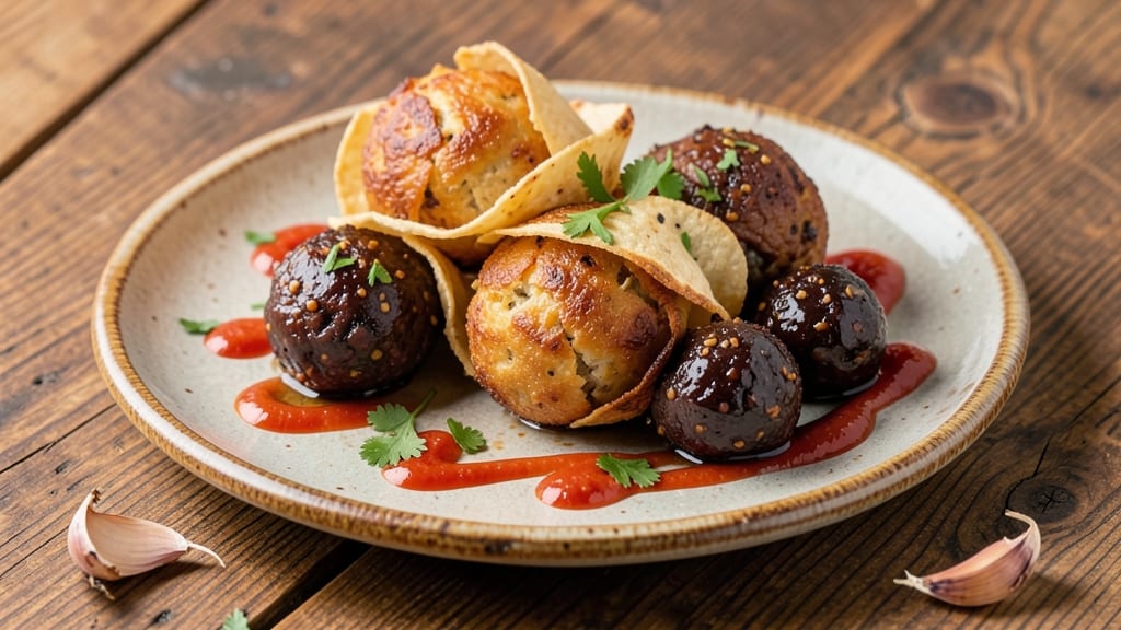 Black Bean and Plantain Balls Recipe: Crispy Tortilla Shells With Spiced Filling