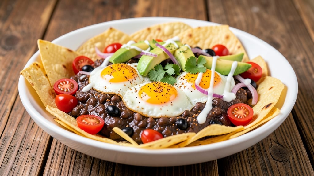 Black Bean Huevos Rancheros Recipe: Crispy Tortilla Crunch Over Smoky Cumin Eggs