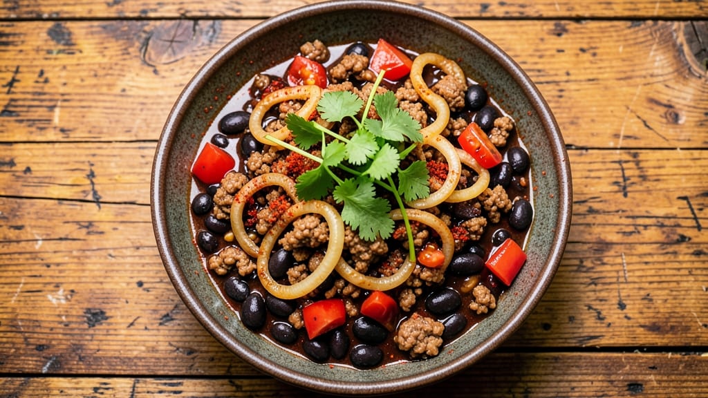 Black Bean Ground Pork Chili Recipe: Smoky Spice Bomb With Crispy Tortilla Topping