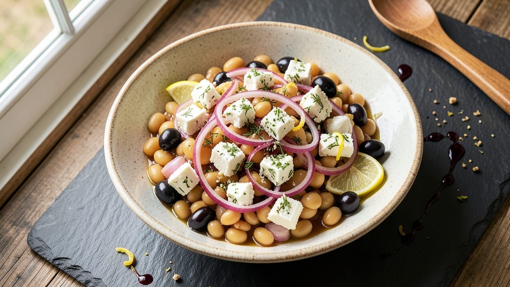 Bush's Greek Dense Bean Salad Recipe: Herbed Feta and Lemon Brightness