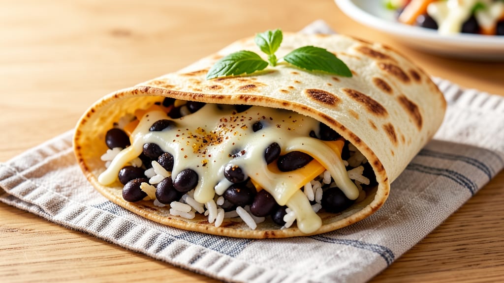 Black Bean Rice and Cheese Burrito Recipe: One-Pan Crispy Tortilla Wraps