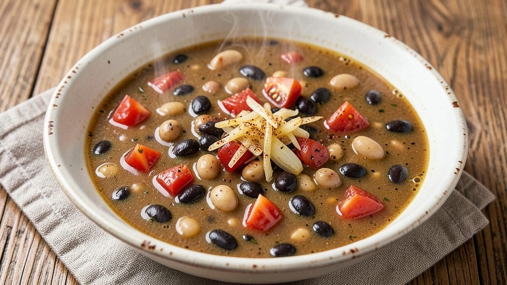 Bean Soup Crock Pot Recipe: Vegetarian Version With Crispy Tortilla Crowns