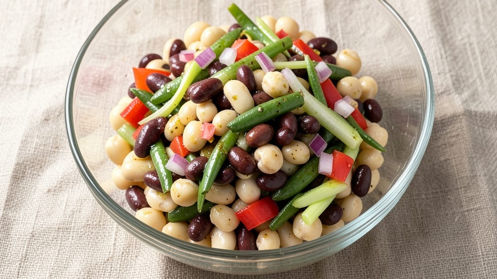 Basic Three Bean Salad Recipe: Bright and Crunchy Pantry Perfection