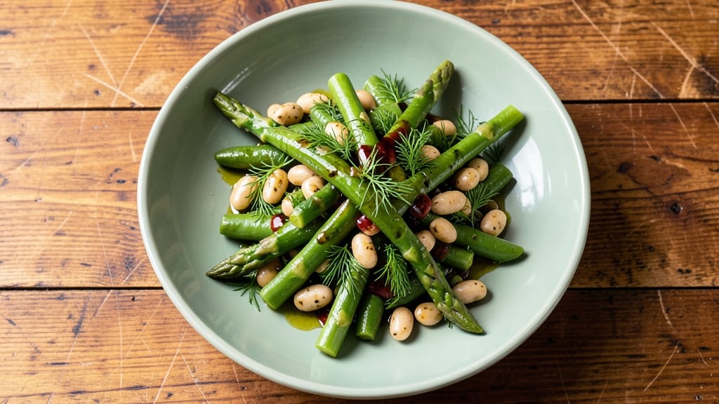 Asparagus and Bean Salad Recipe: Bright Herb Vinaigrette With Crunchy Almonds