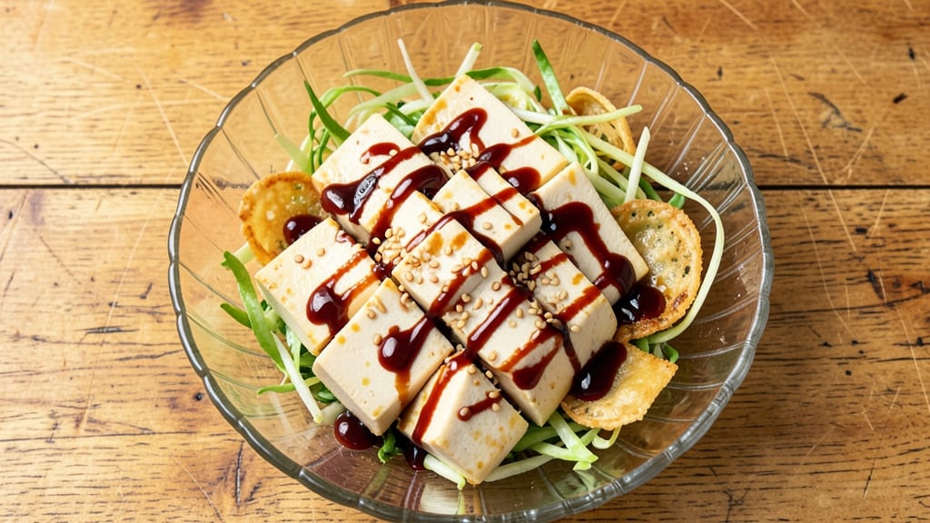 Bean Curd Salad Recipe: Crispy Wonton Skins Wrap Silky Tofu