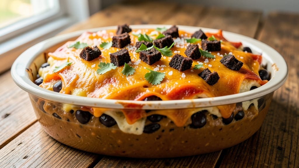 Baked Layered Bean Dip Recipe: Crispy Tortilla Crowns Over Creamy Cumin Cheese