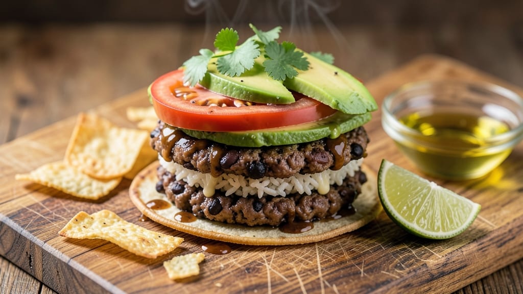 Black Bean and Rice Veggie Burger Recipe: Spiced Tortilla Pressed for Maximum Hold