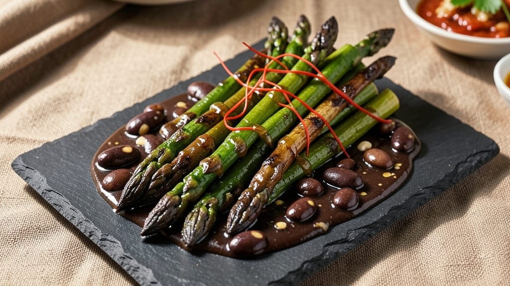 Asparagus With Black Bean Sauce Recipe: Charred Green Beans and Umami-Rich Dip
