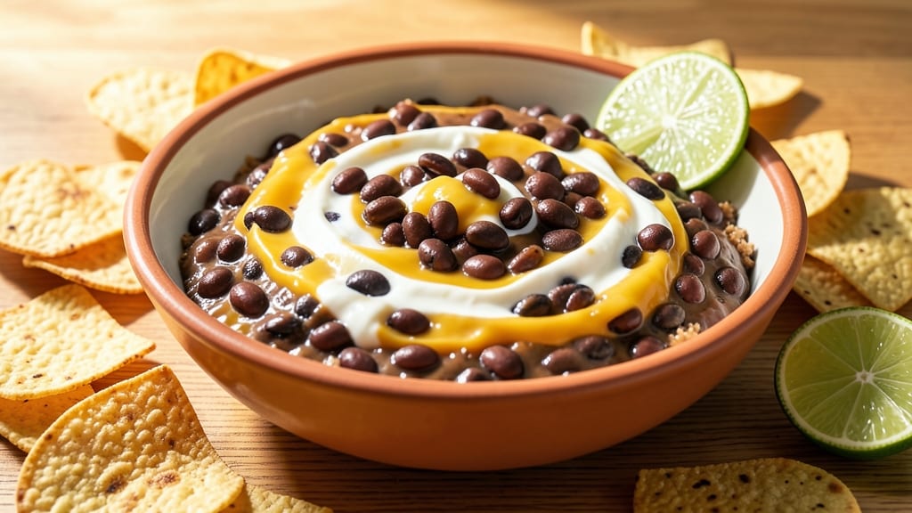 Black Bean And Cheese Dip Recipe: Crispy Tortilla Topping and Melty Cheese Fusion