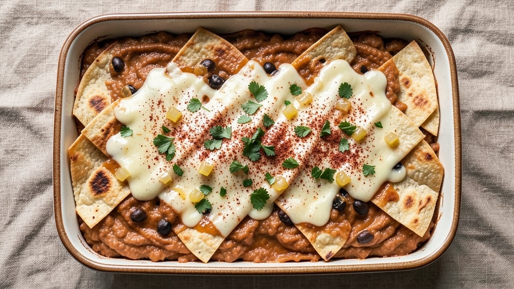 Bean and Cheese Enchilada Casserole Recipe: Melty Tortilla Layers Baked to Golden Crunch