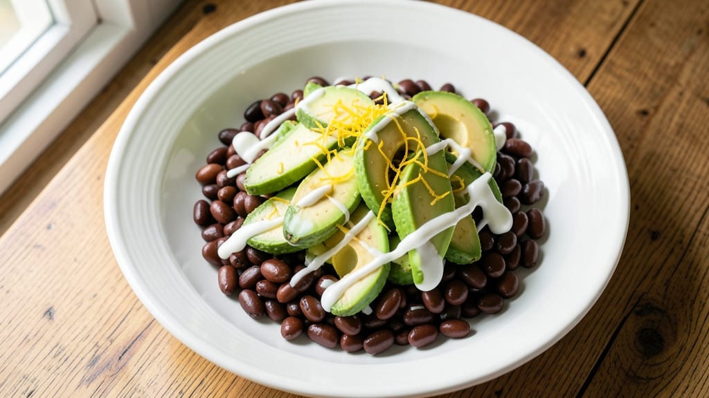 Avocado and Bean Salad Recipe: Crunchy Tortilla Crowns Over Creamy Cumin Lime Base