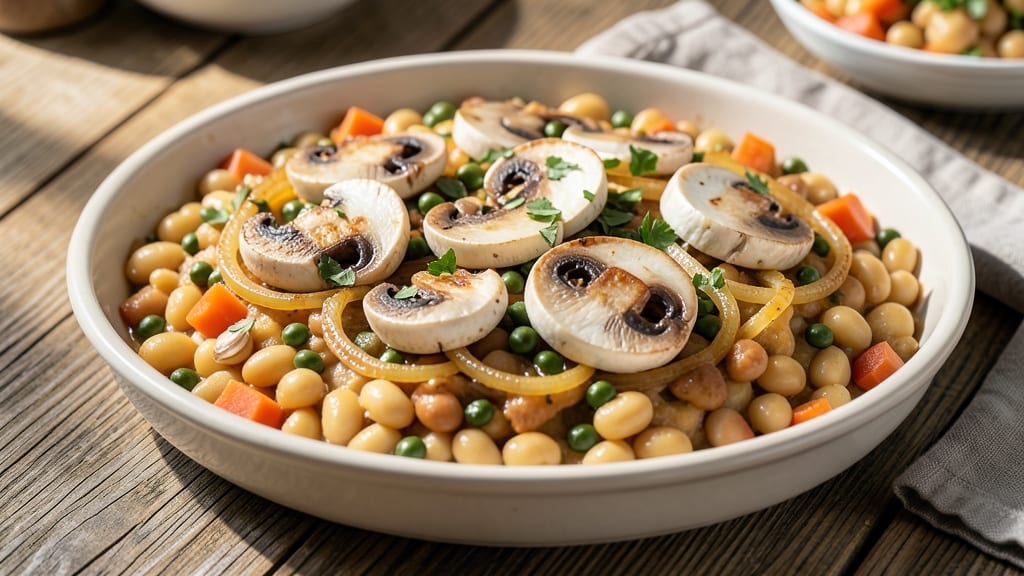 Bean Cassoulet Recipe Vegetarian: Crispy Tortilla Crowns Over Creamy White Bean Base