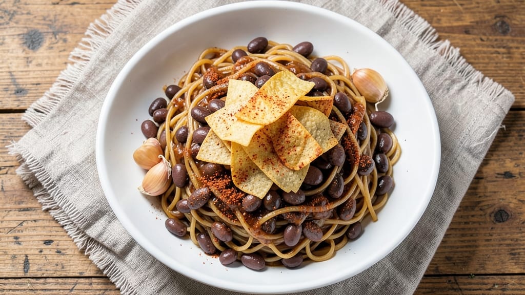 Black Bean and Rice Noodle Recipe: Smoky Cumin Stir-Fry With Charred Tortilla Crunch