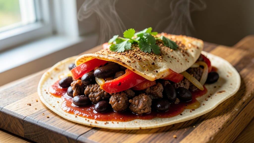 Beef and Black Bean Burritos Recipe: Smoky Cumin Tortilla Crunch with Melty Cheese Fusion
